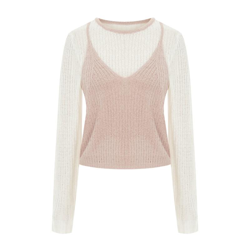 SELLY'S Layered Contrast Round Neck Knit_I6A-Ckn009