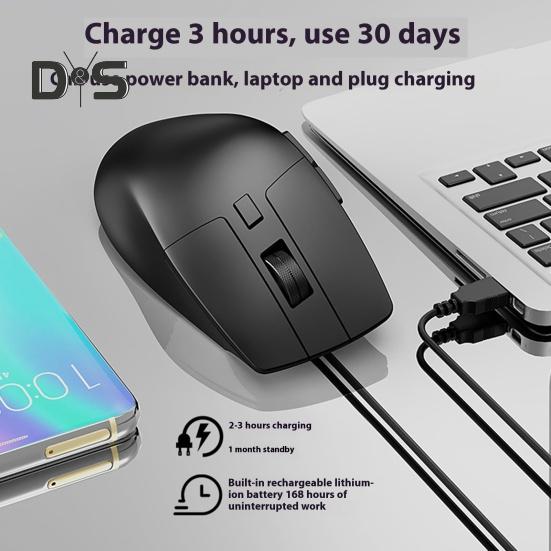 Wireless Mouse with RGB Lighting Modes Adjustable DPI Ergonomic Design 2.4GHz/Bluetooth-compatible Laptop Mouse