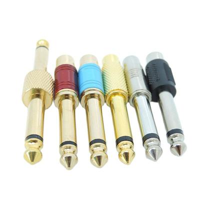 5 Stück Audio 6,35mm 1/4" Stecker Mono 6,5mm auf Cinch Buchse Adapter Stecker Sound Mixer Vergoldet