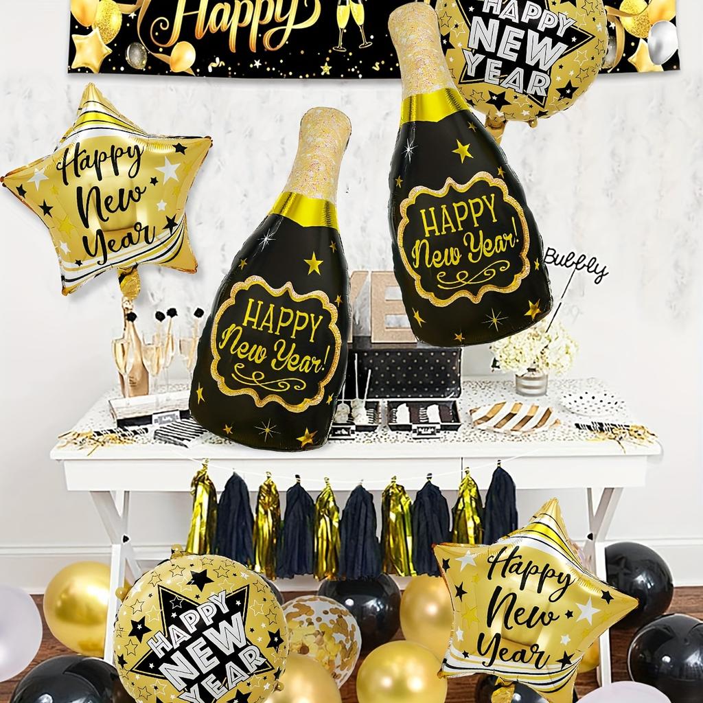 6Pcs/Set 2026 New Year Balloon Kit, Suitable for New Year Party, 2026 New Year Decoration, 2026 New Year's Eve Party Supplies