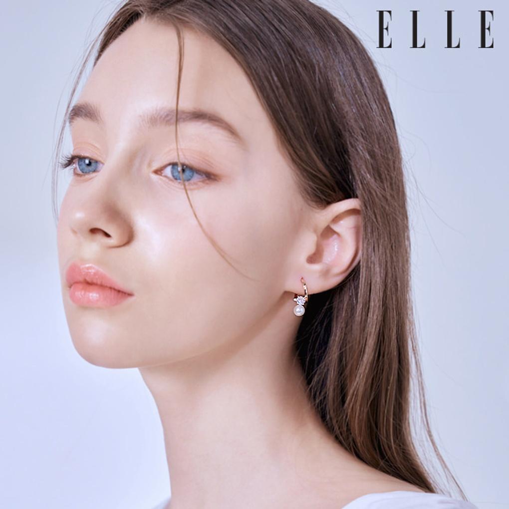 14K Wave Pearl One-Touch Earrings (Gold Pin) ELGPEE430