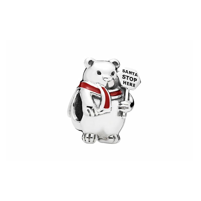 Pandora polar bear charm 796466EN39 серебряный