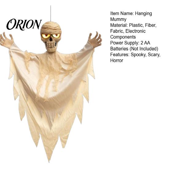 Scary Hanging Skeleton for Yard Halloween Mummy Decoration with Sounds, 31.5 Inch Voice Activated Glowing Eyes Horror Party Decor Skull Haunted House