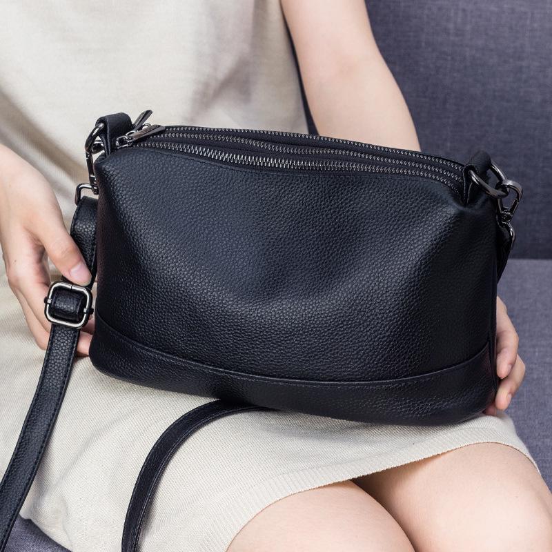 Women's 2025 Trendy Genuine Leather Multi-Zipper Crossbody & Shoulder Bag - Soft Cowhide Handbag