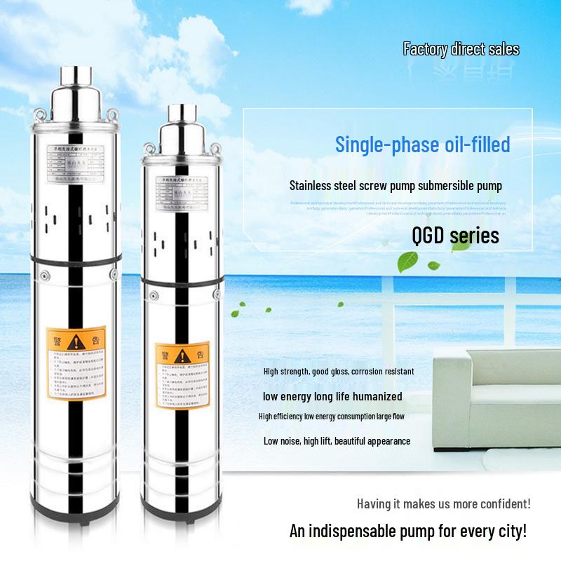 Mabang Stainless Steel Submersible Well Pump, Single-Phase, 220V, High-Head Water Pump for Household Use