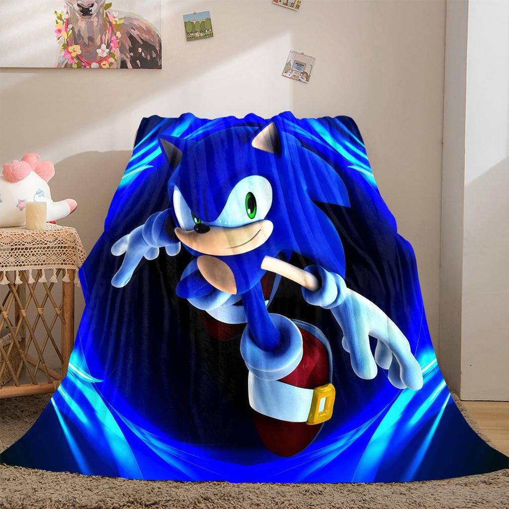 Sonic Print Blanket Warm Comfortable Flannel Cover For Bedrooms, Sofas, Beds, Chairs LXRa57