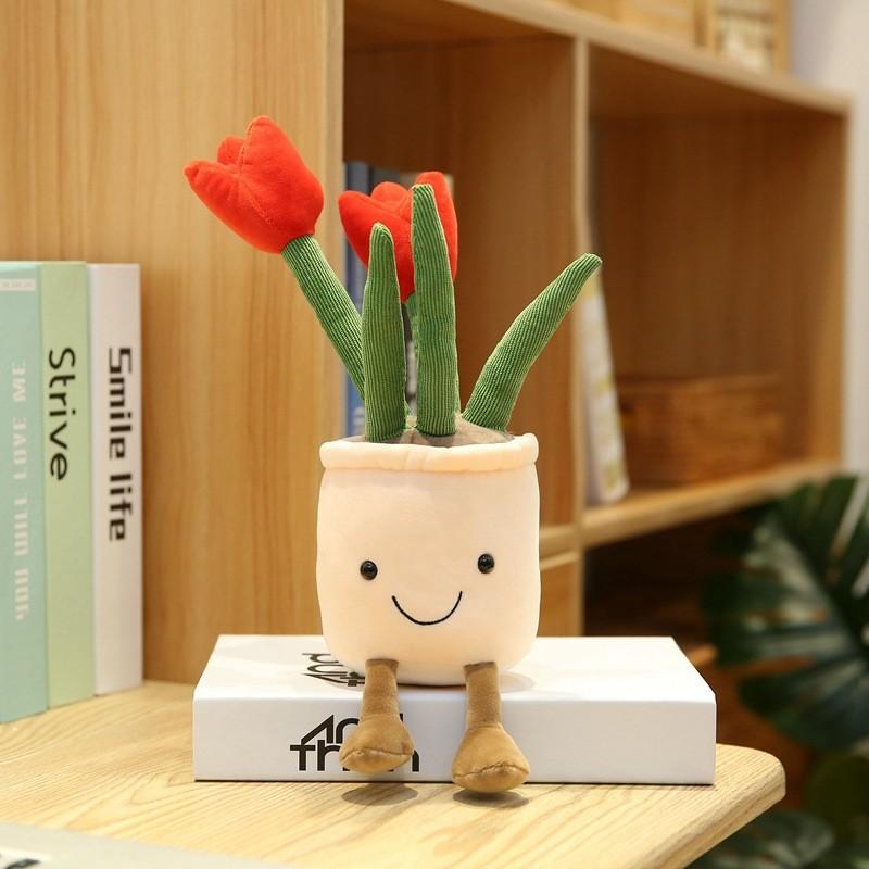 Simulation Plant Doll Daffodil Tulip Fun Potted Series Plush Toy Decorative Ornaments