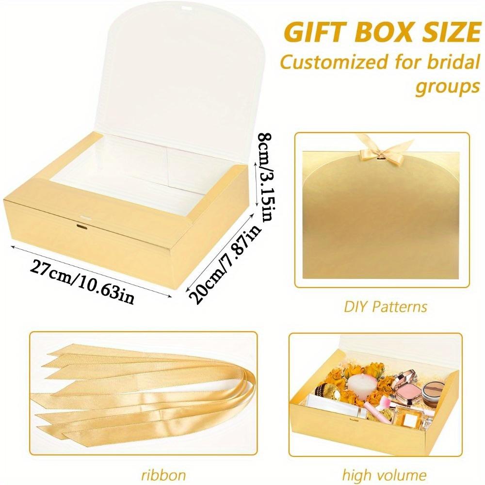 8pcs Gift Boxes with Lids Bridesmaid Boxes with Golden Ribbon Gift Boxes Flip-top Gift Box Folden Gift Wrap Box Party Favors Boxes Storage Box