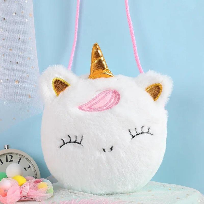 Fashion Children Girls Shoulder Bag Cute  Animals Messenger Bag Kids Keys Coin Purse Cute Princess Mini Handbag Plush Toy