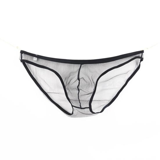 Men Sexy See-Through Mesh Solid Color T-Back Thong Briefs Low Rise Underwear