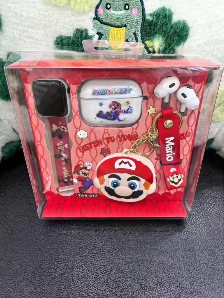 TWS-S19 Wireless Bluetooth Earphones & LED Watch Set with Cute Cartoon Storage Bag