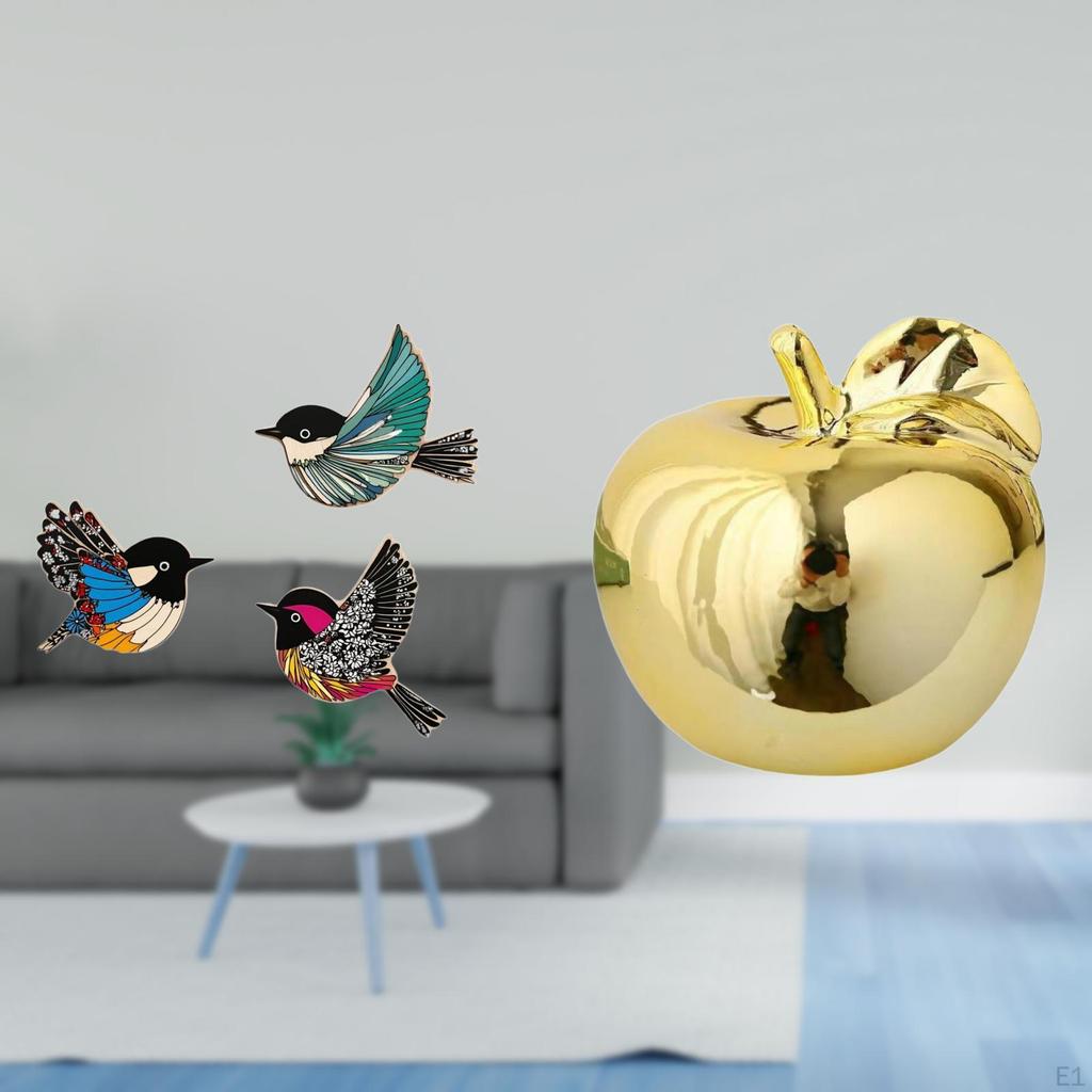 Wooden Bird Wall Art And Fruit Sculpture Ceramic Figurine Collection for Garden Study Room Farmhouse