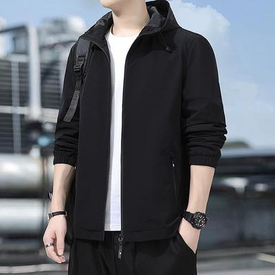 Hooded Thin Jacket Men's Autumn and Winter Casual Stand Collar Mature and Stable Men's Jacket Youth