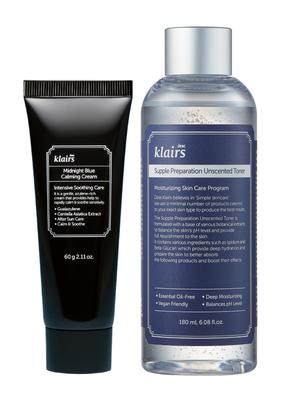 Klairs Sensitive Skin 2 Piece Set A Blue Calming Cream Large Capacity 60ml Unscented Toner 180ml Unscented Lotion High Moisturizing Present Gift Gift