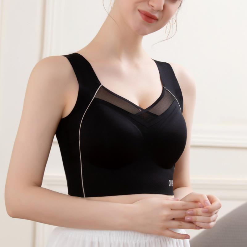 Women's Seamless Wire-Free Thin Cup Plus Size Sports Sleep Bra with Stylish Back
