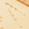 Fresh Sweet and Versatile ABS Imitation Pearl Floral Fringe Long Earrings for Women