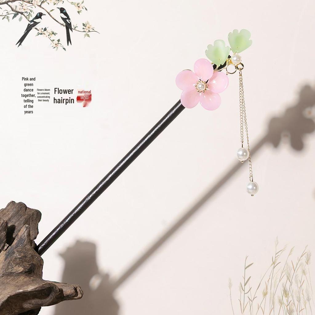 Ancient Style Tassel Hairpin - Imitation Ebony Wood, Hanfu Accessories, Chinese Jewelry for Women