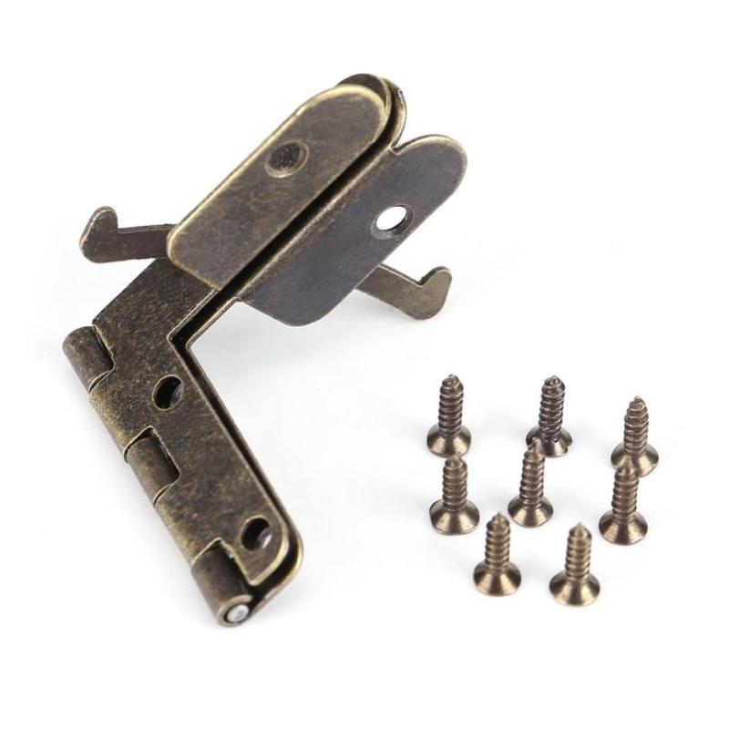 10pcs Antique Bronze Hinge Support Frame Jewelry Wine Case Wooden Cigar Gift Box Lid 90 Degree Spring Furniture Hardware