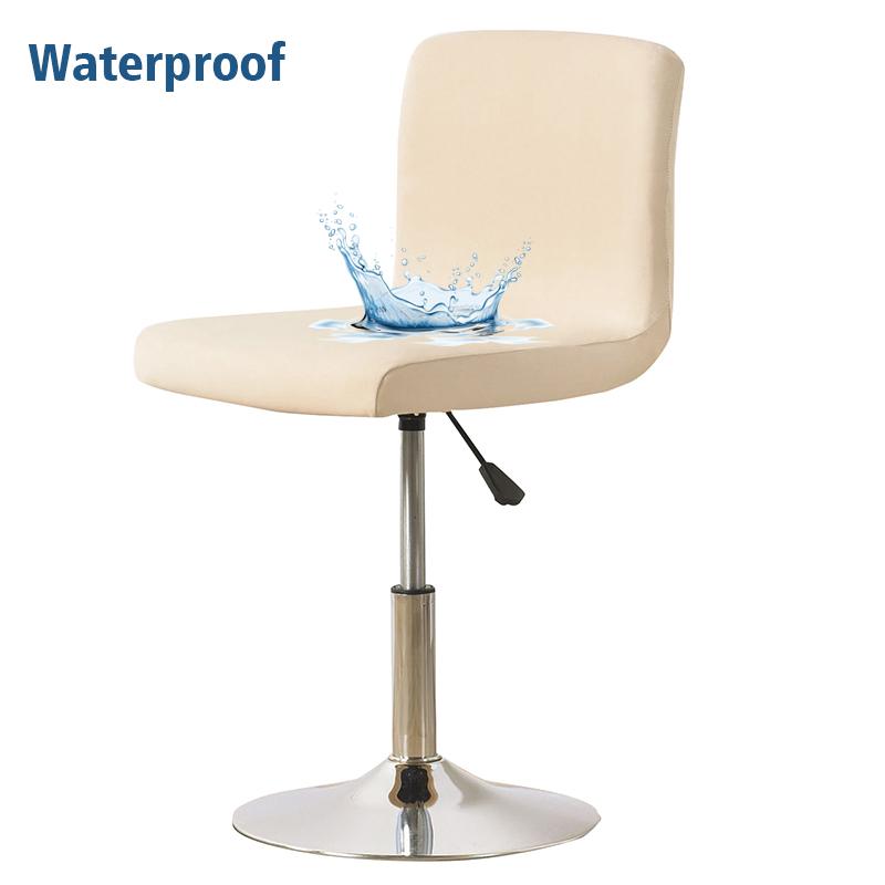 Wasserdichter Barhocker Stuhlbezug Kurze Rückenlehne Büro Drehstuhl Husse Elastischer Sitzbezug für Hotel Bankett Essen