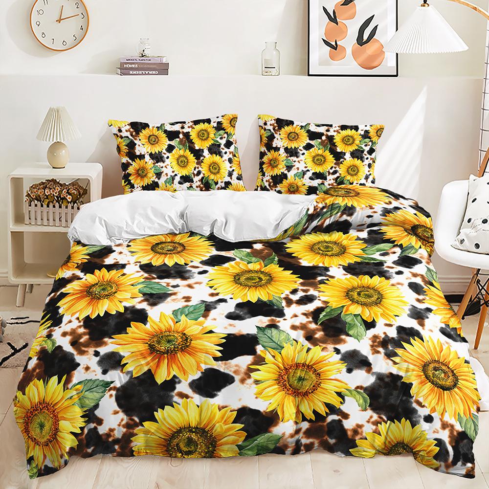 Three-Piece Idyllic Sunflower Quilt Set Two-Piece Bedding Set