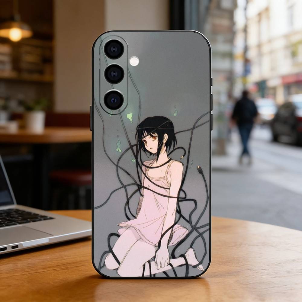Anime Serial Experiments Lain Phone Case For Samsung Galaxy A73,A72,A71,A70,A53,A52,A51,Others Soft Black Cover