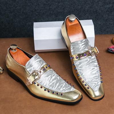 Men's Shoes Large Size New Casual Leather Shoes Fashion Chelsea Rivet Pointed Leather Shoes Trendy Hairstylist Trendy Shoes