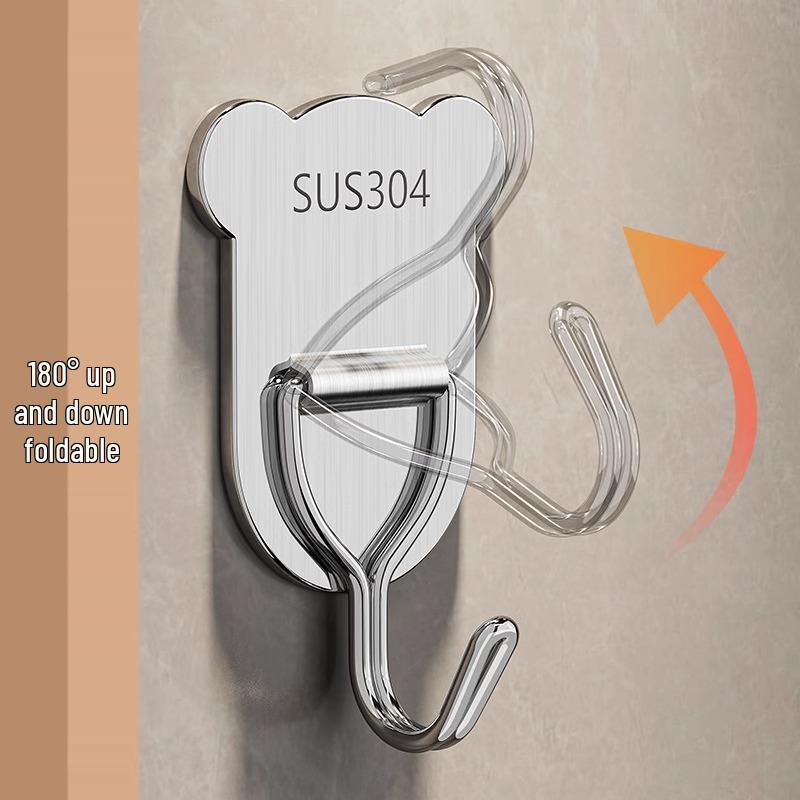 Stainless Steel No-Drill Adhesive Hook – Strong Load-Bearing Wall Hook for Kitchen, Bathroom, Towel, or Coat Hanging.