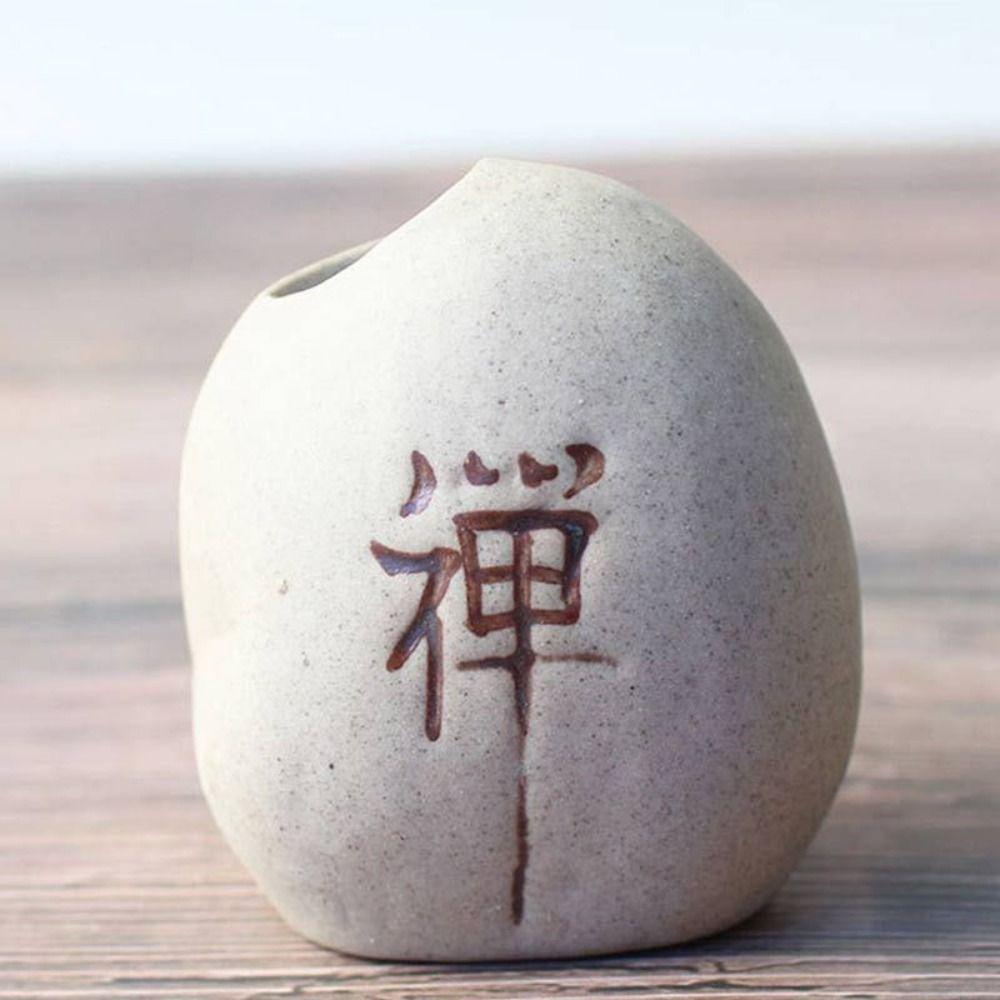 Ceramic Ceramic Zen Hydroponic Vase Handmade Desktop Small Vase Stone Shape Vase  Office