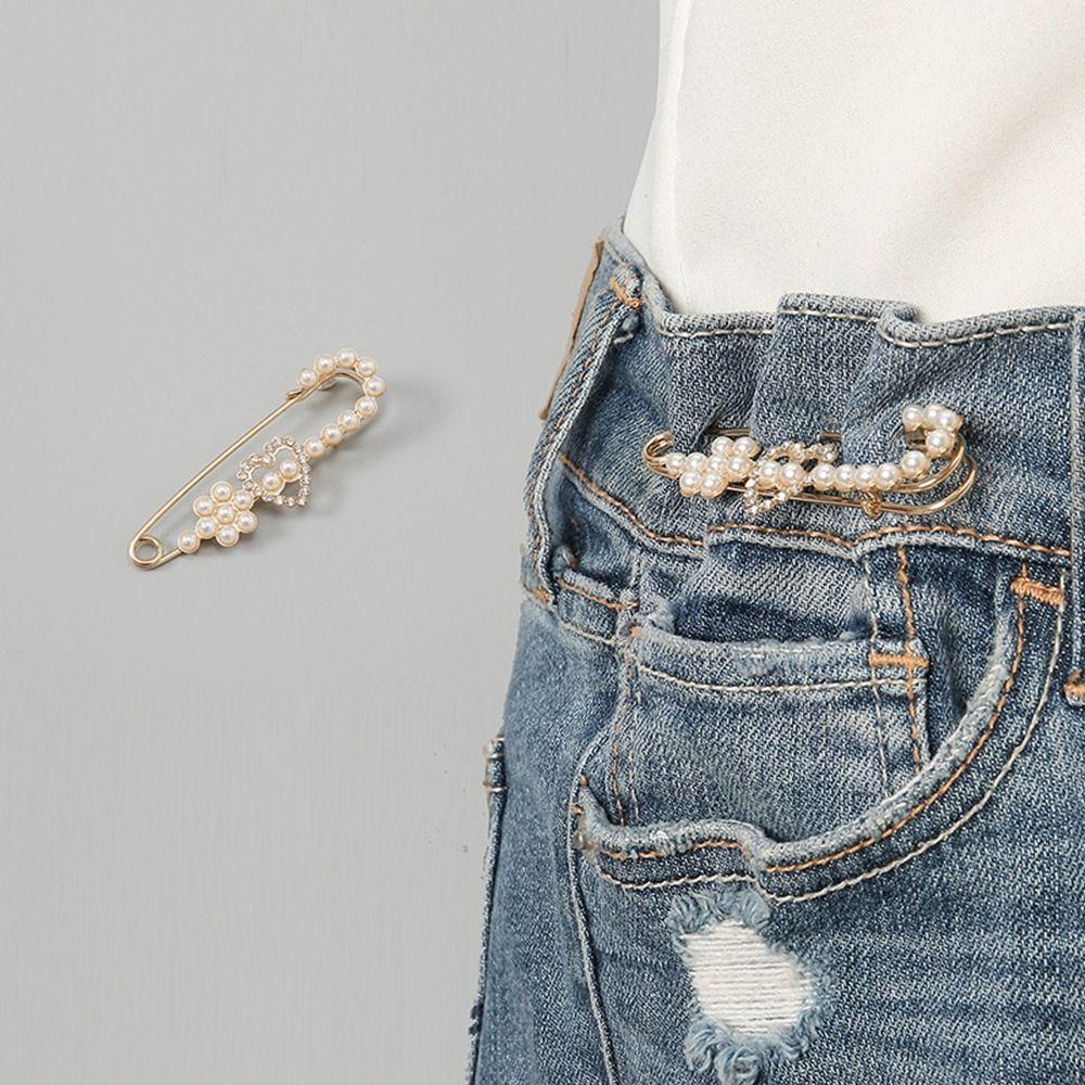 Pearl Decoration Detachable Pearl Brooch Fastener Pins Safety Pins Pants Pin Decorative Clips Detachable Design