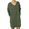 Women's Solid Color V-neck Top Long Sleeved Loose Top