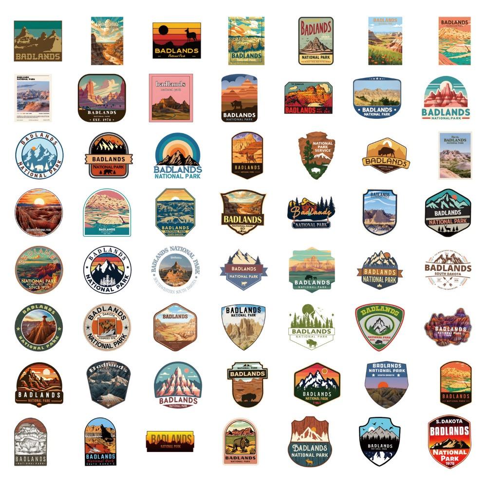 55 Stück Badlands Nationalpark Kreative Graffiti Aufkleber Koffer Trinkbecher Schreibwaren Laptop Kühlschrank Dekoration DIY Aufkleber