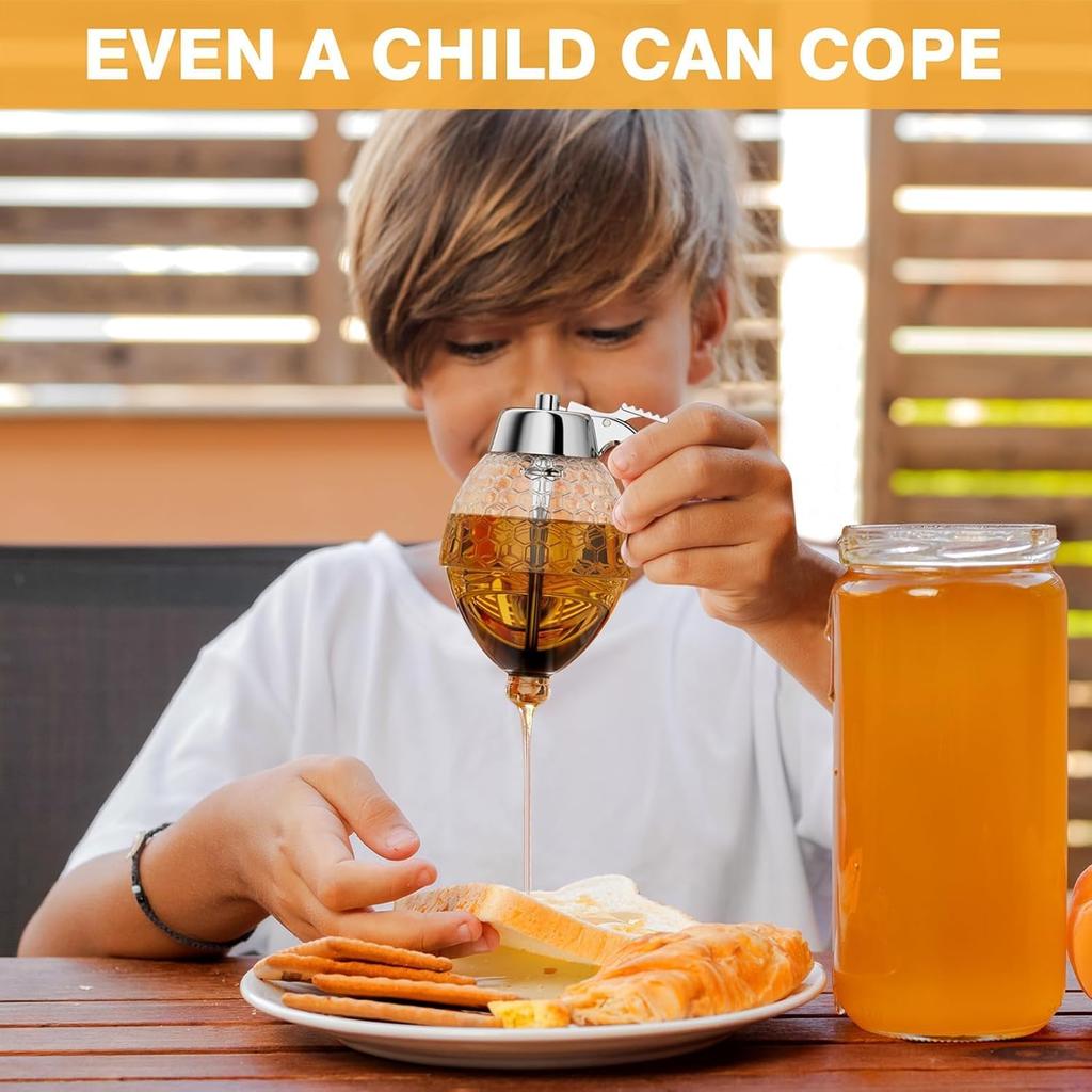 Zásobník na med, Zásobník na javorový sirup, Dóza na med se stojanem, 200 ml Krásný hrnec na med ve tvaru hřebínku pro domácí kuchyni