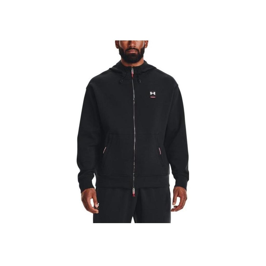 Under Armour FW22 Einfarbiger Logo-Zip-Hoodie Langarm Herren-Oberteile Schwarz 1373801-001