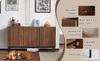 150x40x80cm Oak Dark Grain, Sideboard, Mid-century Modern, 3 Doors, Wavy 3D Design, Adjustable Shelves, Anti-tip, for Living Room, Dining Room, Office