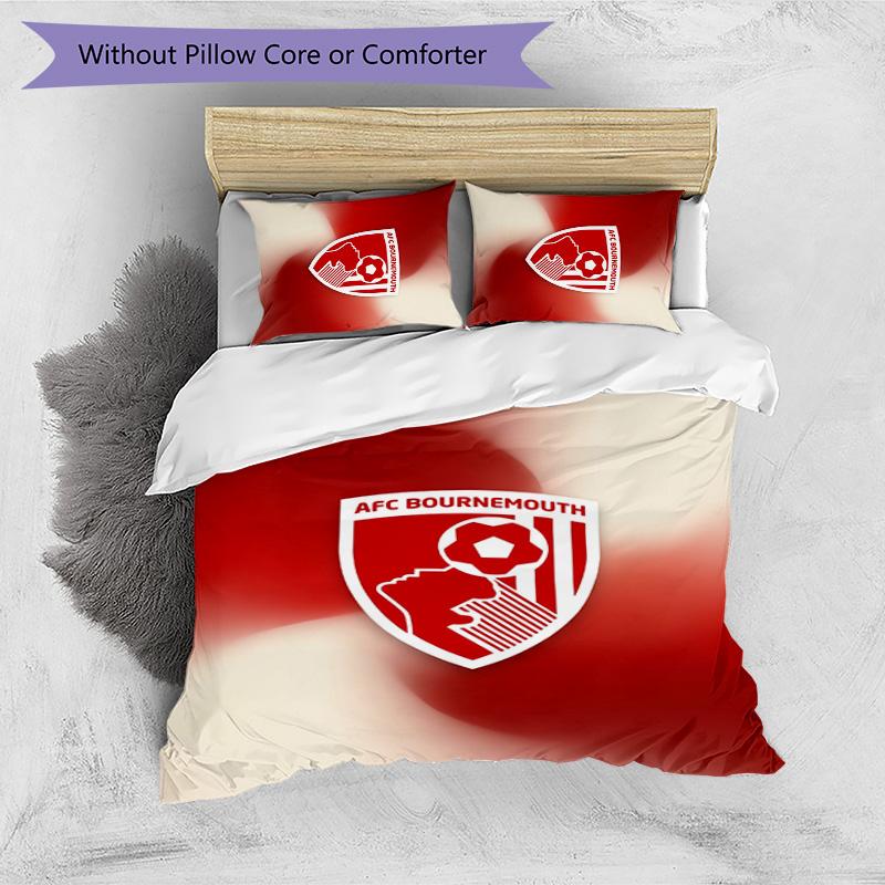 Set Lenzuola Stampato Calcio Bournemouth 3 Pezzi, Comodo Set Copripiumino per Camera da Letto Amico della Pelle