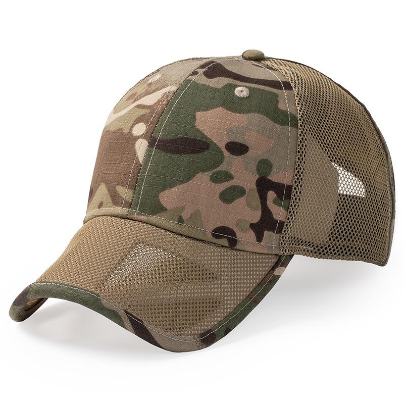 Large Size 59-64cm All Mesh Summer Cool Breathable Camouflage Tactical Baseball Hat Hiking Jungle Adventure Snapback Cap For Men