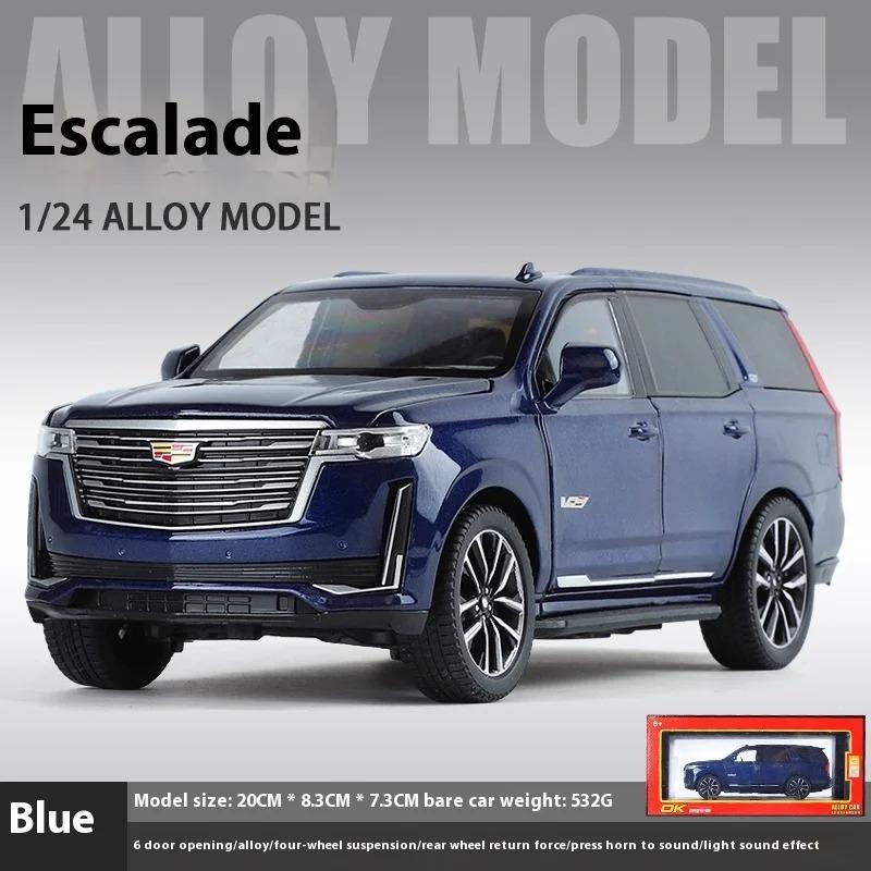 

1/24 Cadillac Escalade внедорожник литой металлический автомобиль модель звук и свет настольная коллекция декоративный подарок мальчики дисплей украшение синий