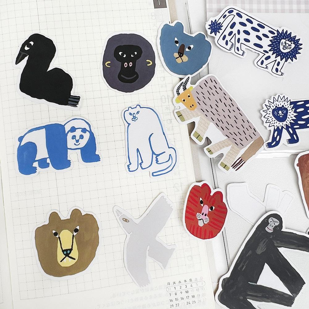 Cute Animal Stickers Funny Personalized Animal Stickers New Hand-Painted Decals for Journal Diary Scrapbook Photo Album Decor