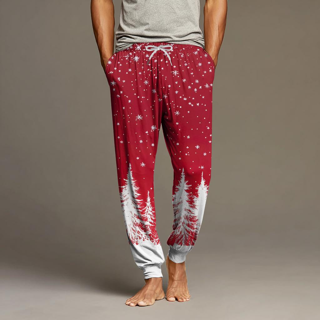 Herre Snøring Lomme Mansjett Fritidsbukser Hjem Sovebukser