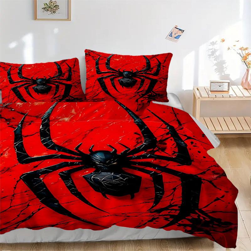 3pcs Spider Symbol Bedding Set, Includes Without Pillow Inserts, Soft Comfortable Bedding Set,All-Season Use a0924078
