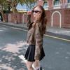 2024 Women's Pink Leather Motorcycle Jacket: Korean-Style, Trendy Short Street Fashion