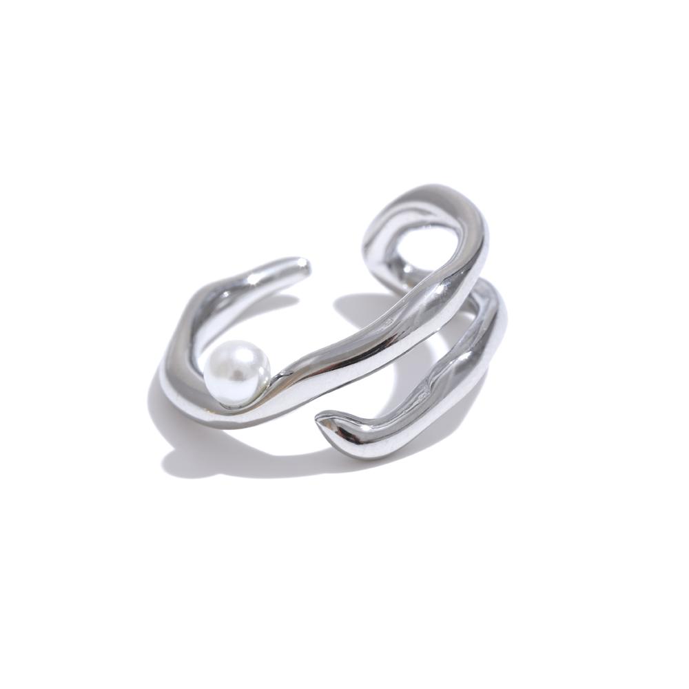 

Yhpup Stylish Unique Stainless Steel Pearls Geometric Open Chic Ring for Women High Quality Jewelry Bijoux 7