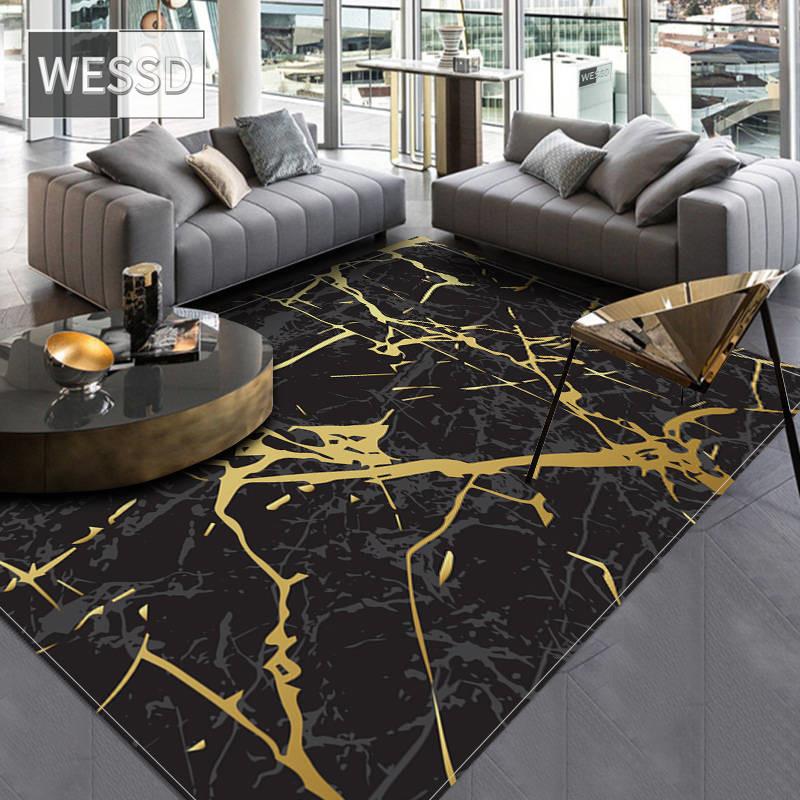Moderní černý mramorový koberec do obývacího pokoje Luxusní Koberec do velké koupelny Absorpční protiskluzová rohož do ložnice Rohožka Interiér domu