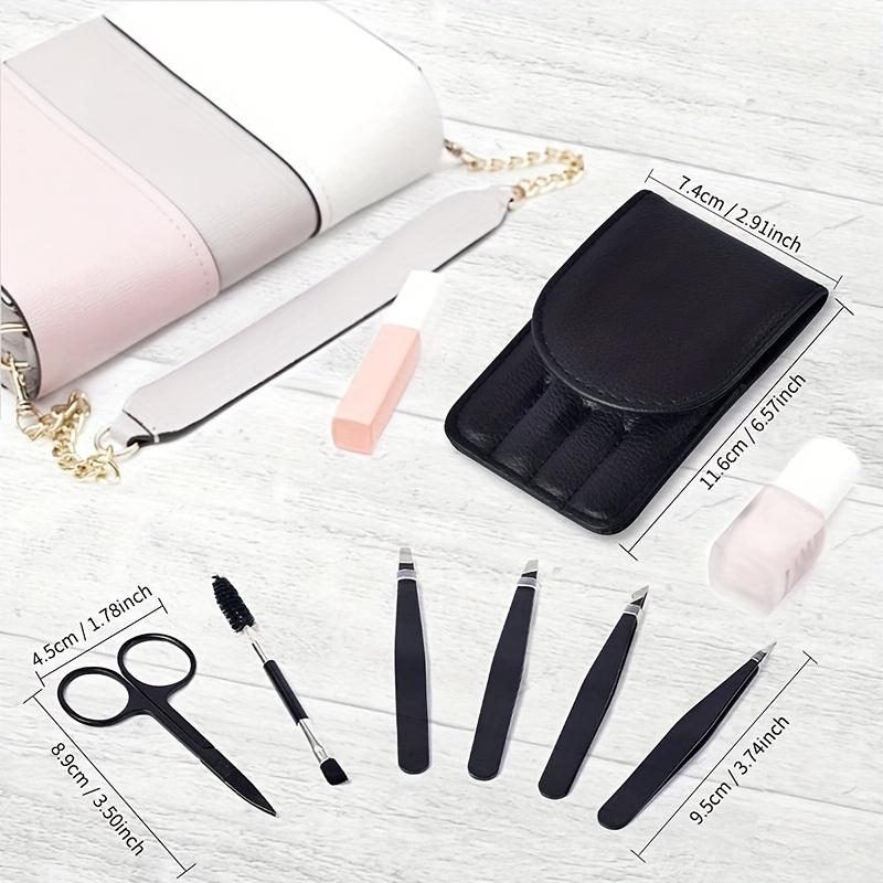 Professional Stainless Steel 6 Pack Tweezers Set and Curved Scissors for Women and Men Precision Tweezers For Eyebrows for
