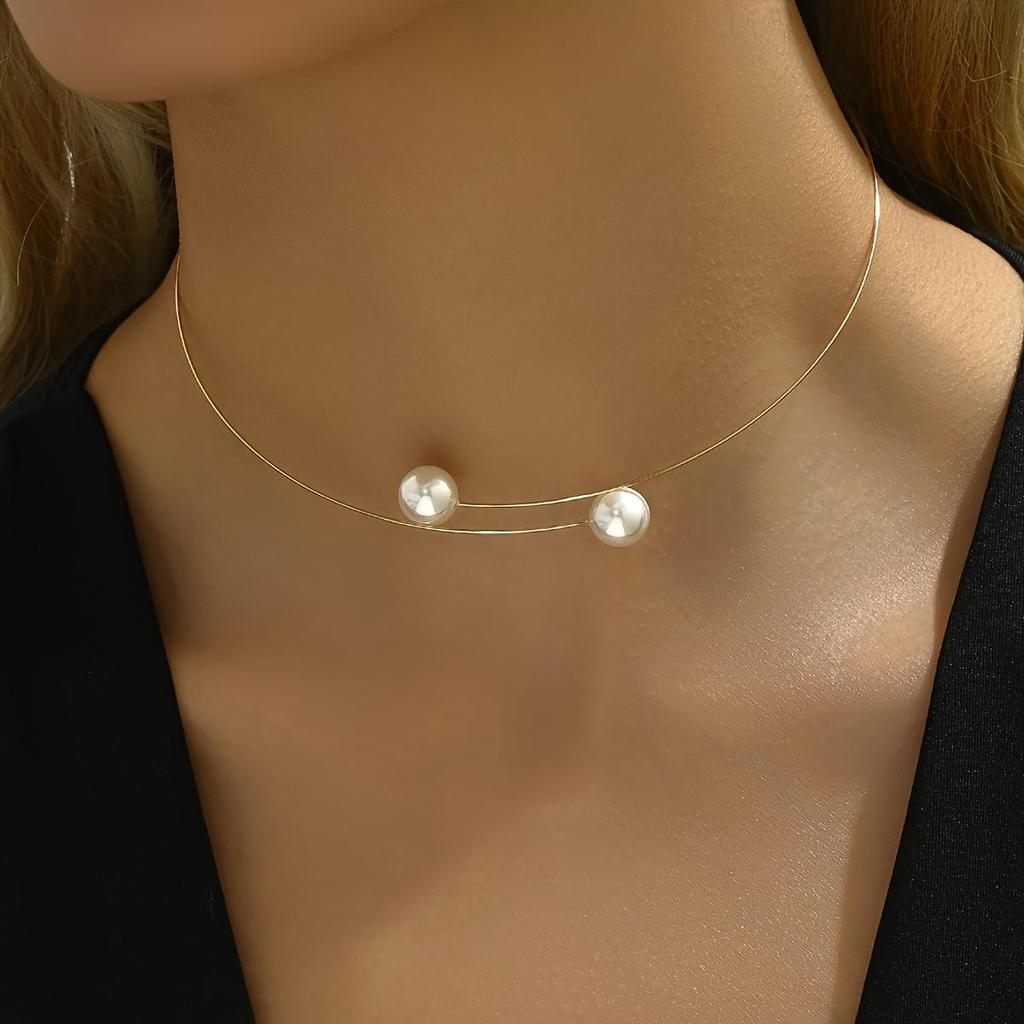 Pearl & Steel Adjustable Choker: Fashionable, Versatile Necklace with European-American Design