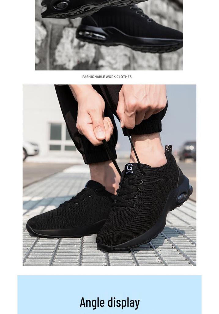 Four Seasons Fly-Knit Protective Work Shoes: Anti-Smashing, Anti-Piercing, and Anti-Static.