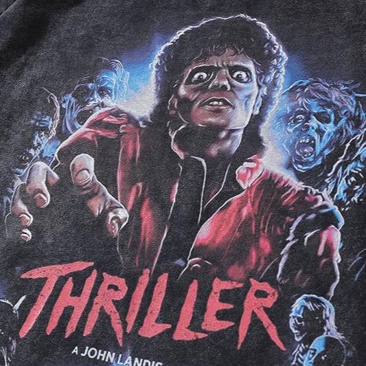 Heavy Cotton American Hip Hop Trendy Brand Retro Printing Washed Old Short-Sleeved T-Shirt Men'S Vintage