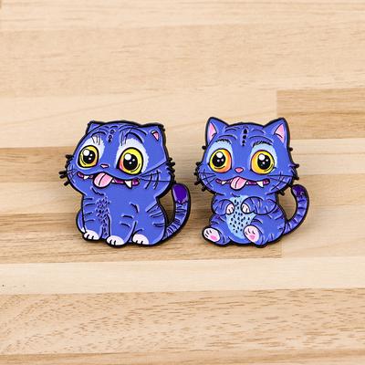 Happy Blue Cat Enamel Pin Fantasy Hunter Team Brooches Woman Men Backpack Accessories Bags Badge Lapel Jewelry Accessories Gift