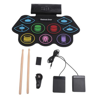 Elektronik Davul Pedi Seti 9 Ped 2 Pedal BT MIDI Rulo Yapılabilir Taşınabilir Elektronik Davul Pedi Yeni Başlayanlar İçin C