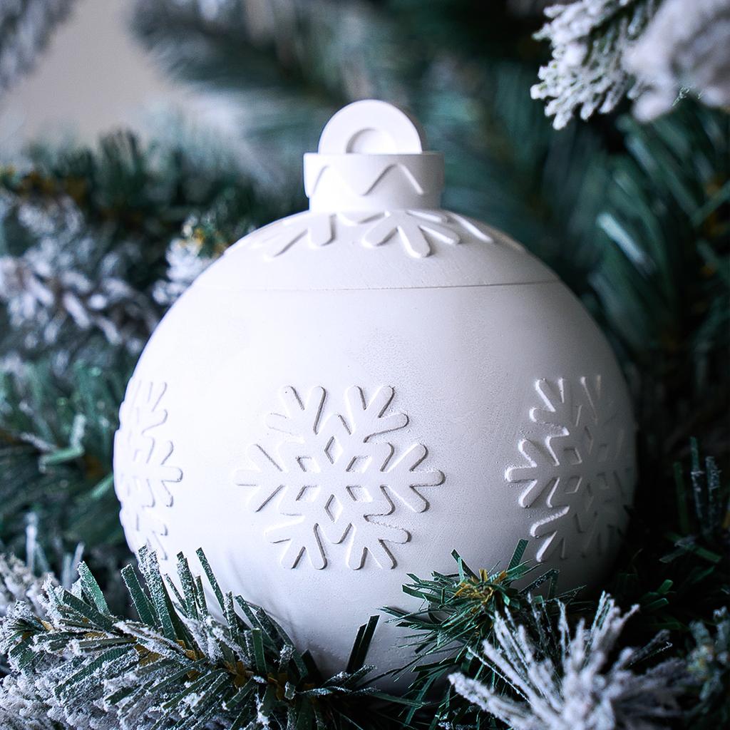 3D Christmas Ornaments Candle Jar Silicone Mold DIY Round Relief Snowflake Ball Storage Box Plaster Resin Craft Casting Molds
